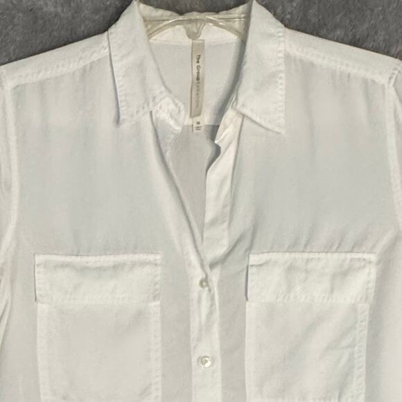 The Group Babaton Lyocell Career Button Up Long Sleeve Shirt Women XS Soft White - Picture 2 of 9